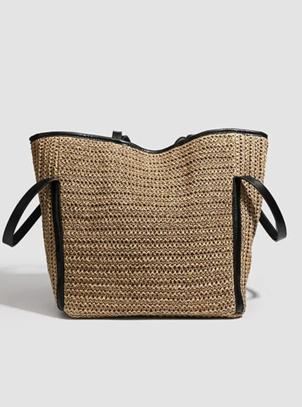 Light Straw Tote – Solid Color Woven