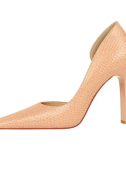 Woman Vintage Snake Print Pumps Square Toe Patent