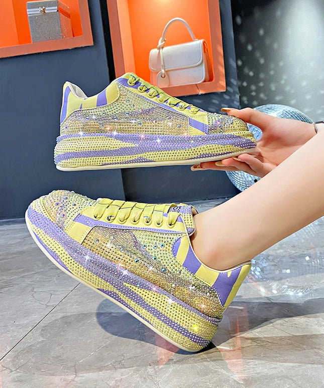 Luxury Leather Shoes Fashion Platform Shoes Platforms Designer Sneakers Tide Shine Bling Rhinestone Shoes  Zapatos De Mujer