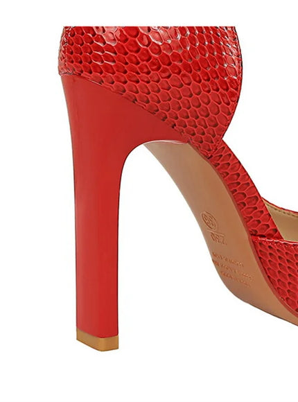 Woman Vintage Snake Print Pumps Square Toe Patent