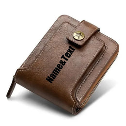 Custom Name&Text Mens Wallet Engraved Leather Wallets Personalized Mens Gifts for Husband from Wife Custom Wallet for Man Annive