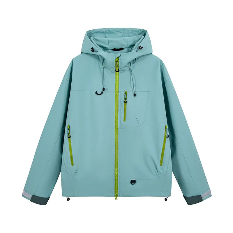 KissICON Light Green / M(45 kg-55 kg) / China Mainland Waterproof Unisex Hooded Hiking Jacket for All Seasons