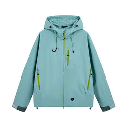 KissICON Light Green / M(45 kg-55 kg) / China Mainland Waterproof Unisex Hooded Hiking Jacket for All Seasons