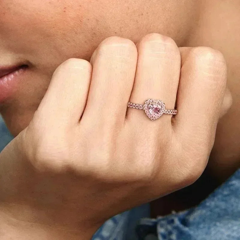 Hot selling 925 silver exquisite luxury sparkling crown heart-shaped women's ring jewelry
