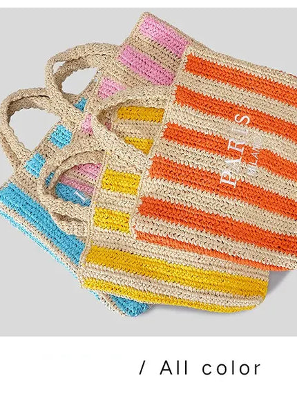 Embroidered Letter Hand Woven Hand-held Beach Women's