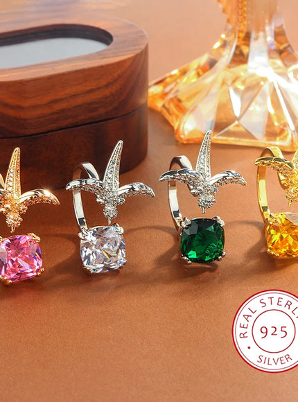 KissIcon 2025 Adjustable CZ Bird Ring For Women - Sparkling
