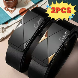 2PC Belts Famous Brand Belt Men Mens Belts Quality Luxury Leather Belt For Men Belt Male Strap Male Metal Automatic Buckle