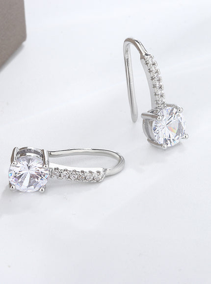 KissIcon Classic 925 Silver Plated Zircon Earrings - Shiny