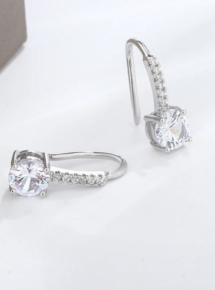 KissIcon Classic 925 Silver Plated Zircon Earrings - Shiny