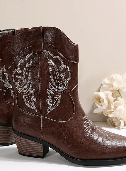 Ethnic Embroider Decor High Heel Boots for Women
