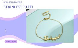 Letter Text Custom Name Bracelet For Women Men Personalized Gold Color Anklet Family Gift Stainless Steel Chain Pendant Jewelry