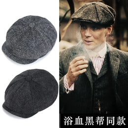 Men's Tweed British Newsboy Hat Herringbone Gatsby Hat Street Hats Octagonal Brim Hat Four Seasons Hip Hop Beret Painter Hat