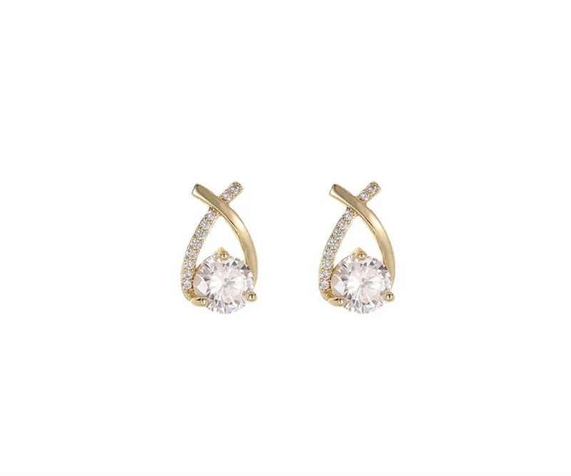 SKEDS Fashion Cross Stud Earrings For Women Korean Style Elegant Crystal Jewelry Ear Rings Fishtail Lady Earrings Gift