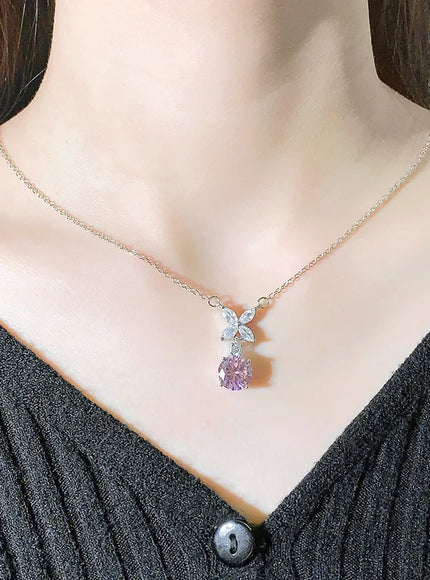 💋 925 Silver Necklace for Women - Clover Zircon Pendant