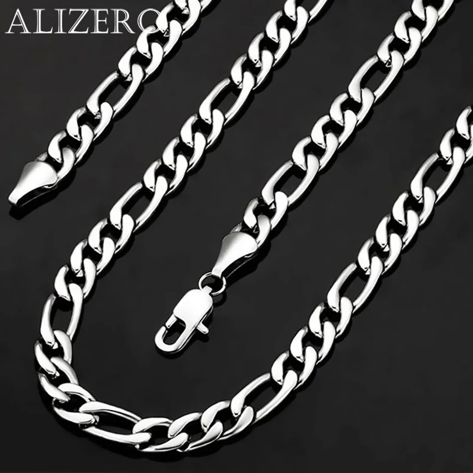 Men's 925 Sterling Silver Necklace 2/4/6/8/10/12MM 40-75cm Figaro Chain Necklace Lobster Clasp Men Women Engagement Jewelry