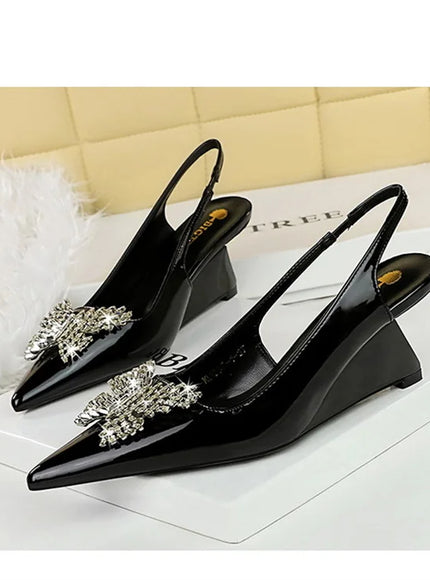 New Wedges Patent Leather Shallow Pointed Toe High