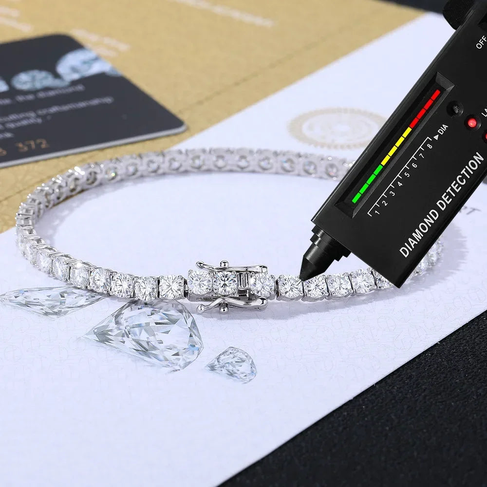 D VVS1 Moissanite Tennis Bracelet Original s925 Sterling Silver Plated 18k White Gold with GRA Necklace for Women Man