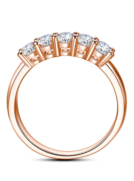 Moissanite Diamond Ring Set 5Pc Women Silver 925 Rose Gold
