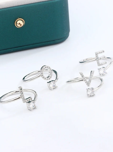 KissIcon 26 A Z Open Adjustable Ring 925 Silver Plated Gift