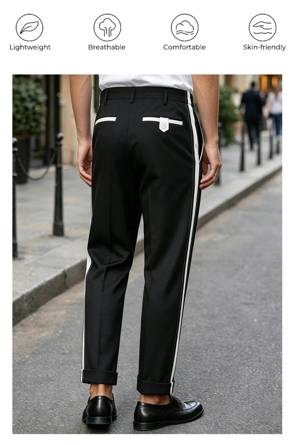 2026 Spring Summer Color Block Spliced Men Business Straight Pants Color Block Spliced  Straight Leg Men Business Pants