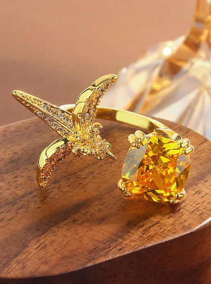 KissIcon 2025 Adjustable CZ Bird Ring For Women - Sparkling