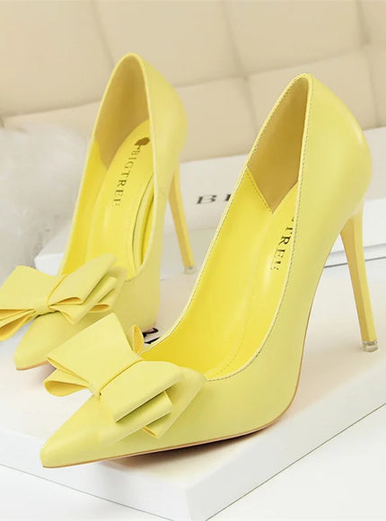 Fashion Sweet Women High Heel Shoes Blue Yellow