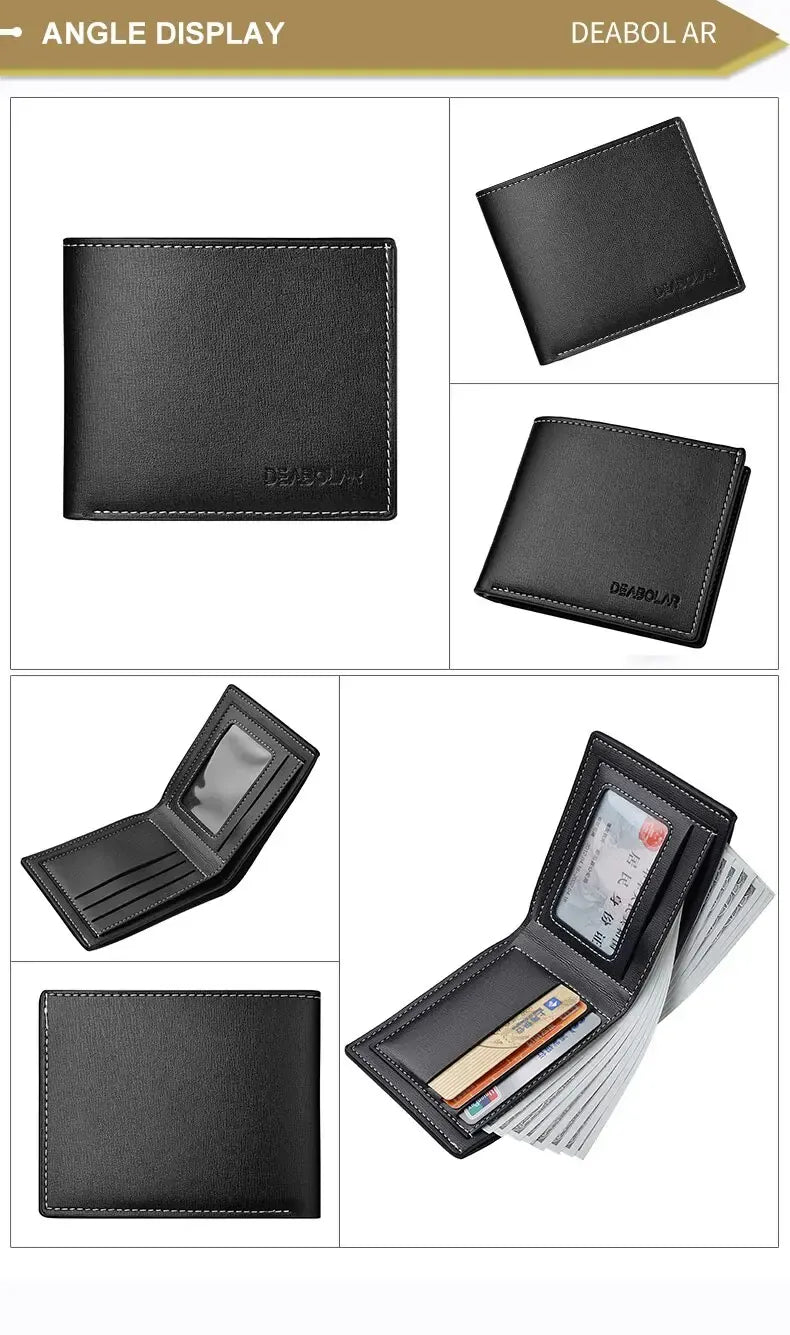 Ultra Thin Mens Wallet Leather Bifold Compact Cash Holder for Men with Coin Pocket