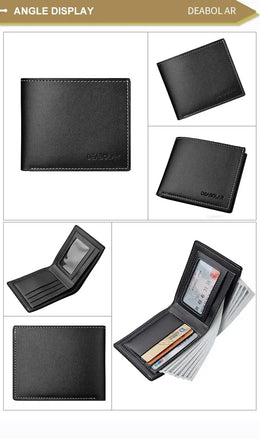 Ultra Thin Mens Wallet Leather Bifold Compact Cash Holder for Men with Coin Pocket