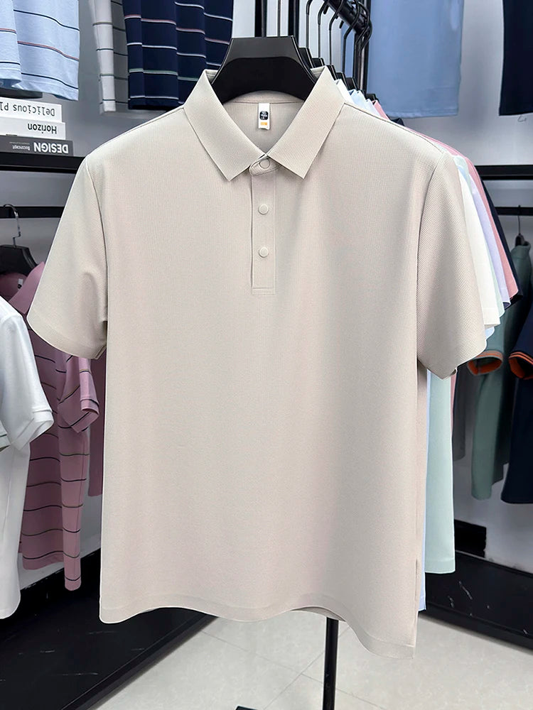 2025 Men's Sporty Polo Waffle Shirt | Moisture-Wicking Golf Tennis Top Sizes S-5XL, Snap Buttons, 7A Antibacterial High Quality