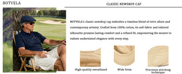 BOTVELA Men Classic Cotton Twill Newsboy Flat Hat Vintage Ivy Outdoor Driving Hat Fitted Cap
