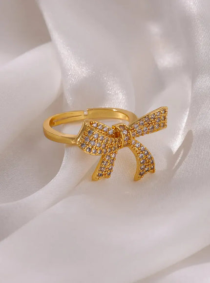 KissICON Kissicon Bling Bow Knot Ring – Stainless Zirconia
