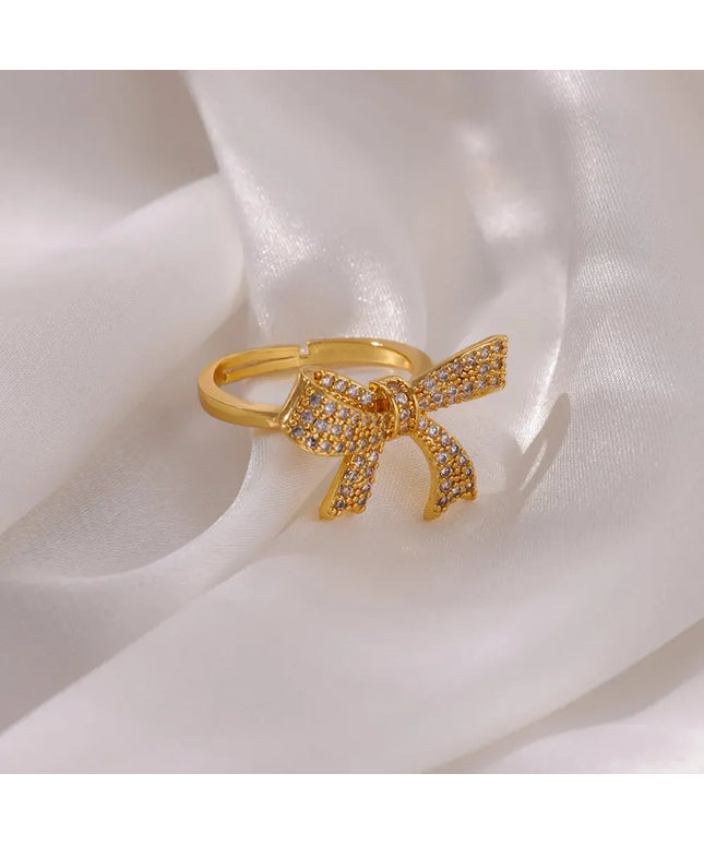 KissICON Kissicon Bling Bow Knot Ring – Stainless Zirconia