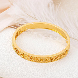 Circular Hollow Bracelet Necklace Ring Earring 4pcs Set 18k Gold-Plated Copper Jewelry Accessories Geometric Pattern Gifts