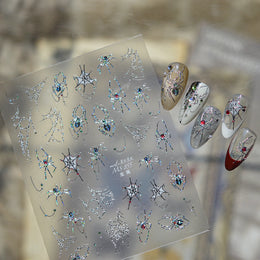 Shiny Silver Spider Web Insect Butterfly Dark Black Rose Flowers Ladybug Cicada Horrible Halloween Y2K Nail Art Stickers Decals