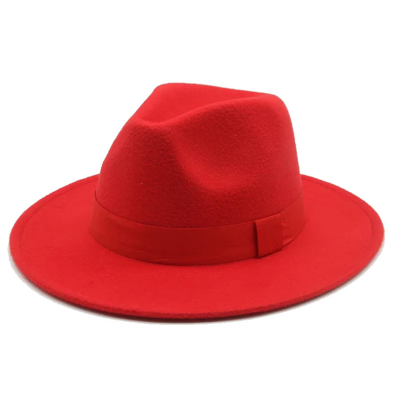 Fedora Hat Women Winter Hats for Women Ribbon Band Men's Hat Wide Brim Classic Beige Wedding Church Bowler New Cap Chapeau Femme