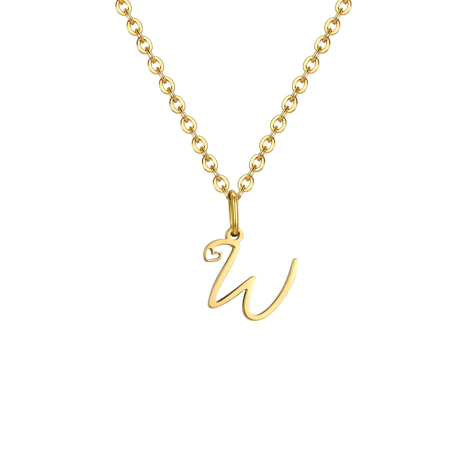 Dainty Heart Initial Necklace for Women, Gold Plated A-Z Letter Pendant, Waterproof Stainless Steel Monogram Jewelry, Personaliz