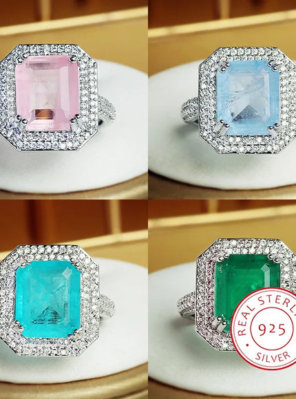 💋 Paraiba Zircon Ring Pink Blue Green - Luxury Jewelry