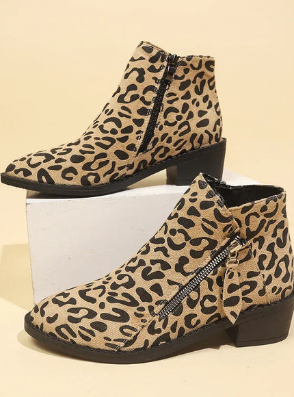 KissICON Woman Boots Leopard Print 2024 Autumn Women's Short