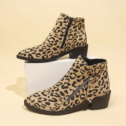 KissICON Woman Boots Leopard Print 2024 Autumn Women's Short