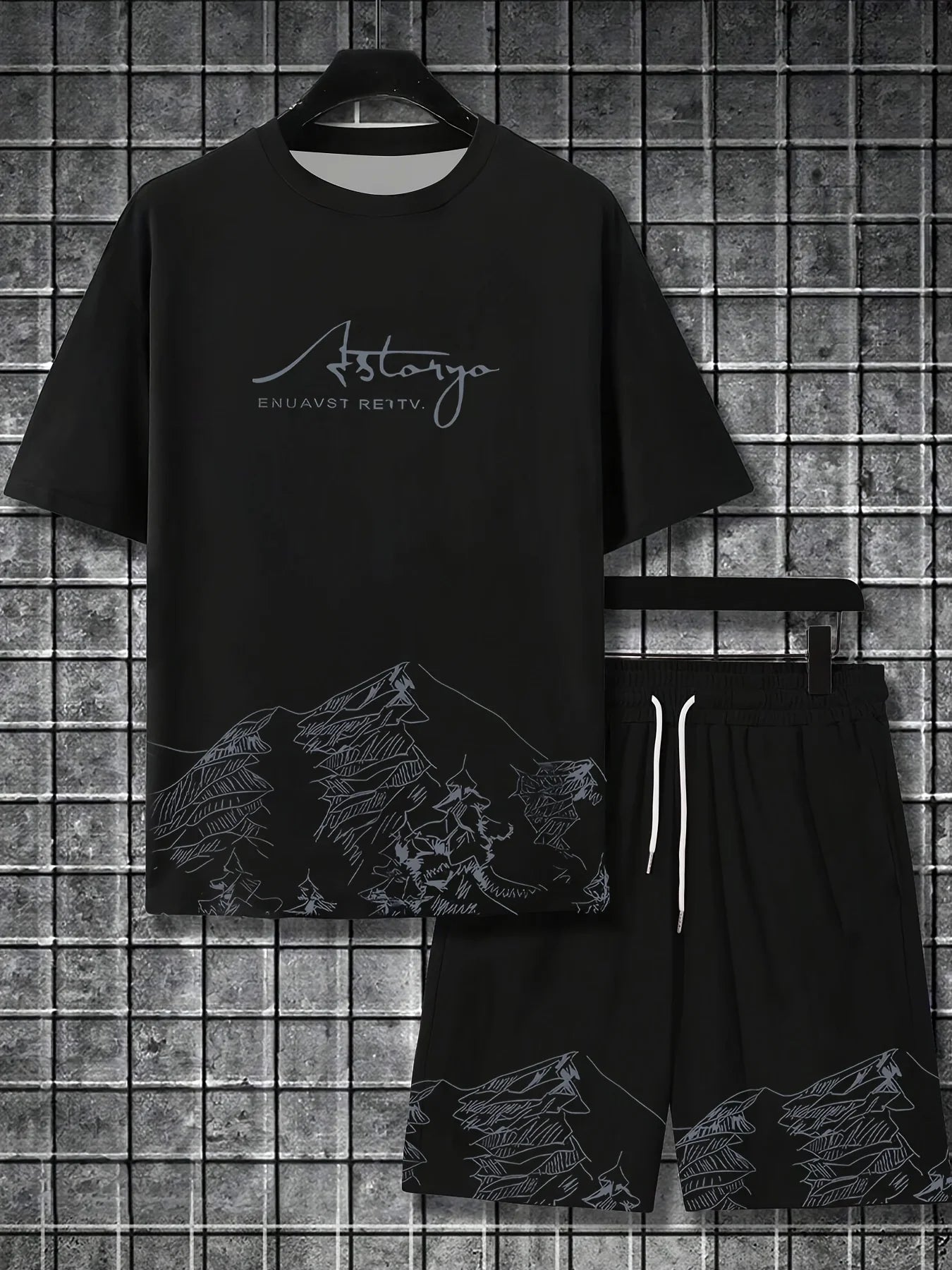 Summer Casual Men's T-Shirt and Shorts Set 2026 Sportswear Set Plus Size Short-Sleeve T-Shirt Drawstring Pocket Shorts Set