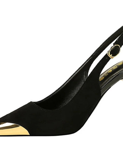 European American Style Metal Pointed High Heels Slim