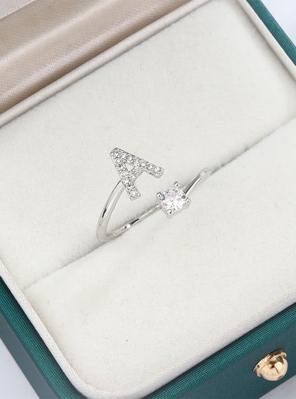 KissIcon 26 A Z Open Adjustable Ring 925 Silver Plated Gift