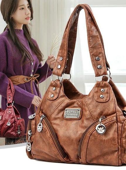 Retro Pu Leather Shoulder Bags Luxury Designer HandBags Women's Trend Tote Bag Crossbody Motorcycle Bags for Women