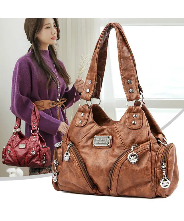 Dropshipman Retro Pu Leather Shoulder Bags Luxury Designer HandBags Women's Trend Tote Bag Crossbody Motorcycle Bags for Women