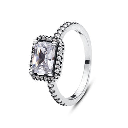 Original 925 Sterling Silver Ring Love Heart Pave CZ Crystal Stackable Rings For Women Wedding Engagement Birthday Gift Jewelry