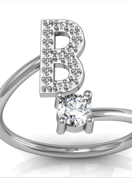 KissIcon 26 A Z Open Adjustable Ring 925 Silver Plated Gift