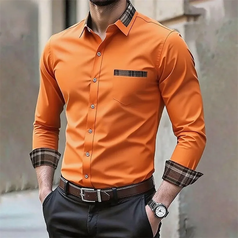 Men's iron-free long-sleeved lapel shirt, casual and comfortable long-sleeved shirt, spring and autumn inner shirt, plus size