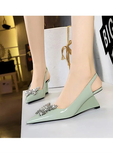 New Wedges Patent Leather Shallow Pointed Toe High