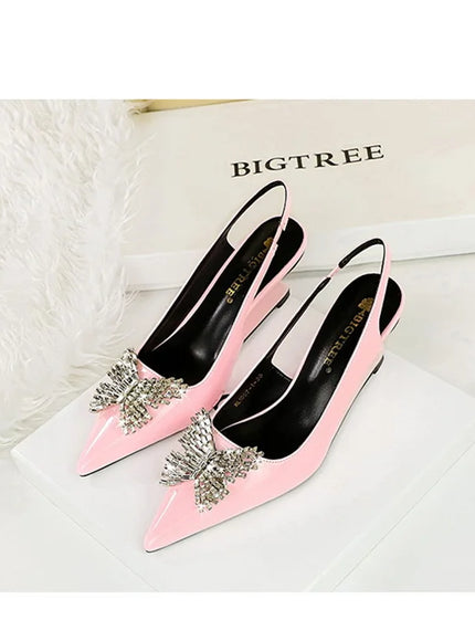 New Wedges Patent Leather Shallow Pointed Toe High