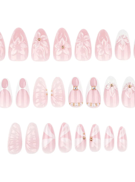 Kiss Icon Classic French 3D Flowers False Nails